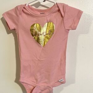 Gerber Pink Bodysuit with Gold Love Heart